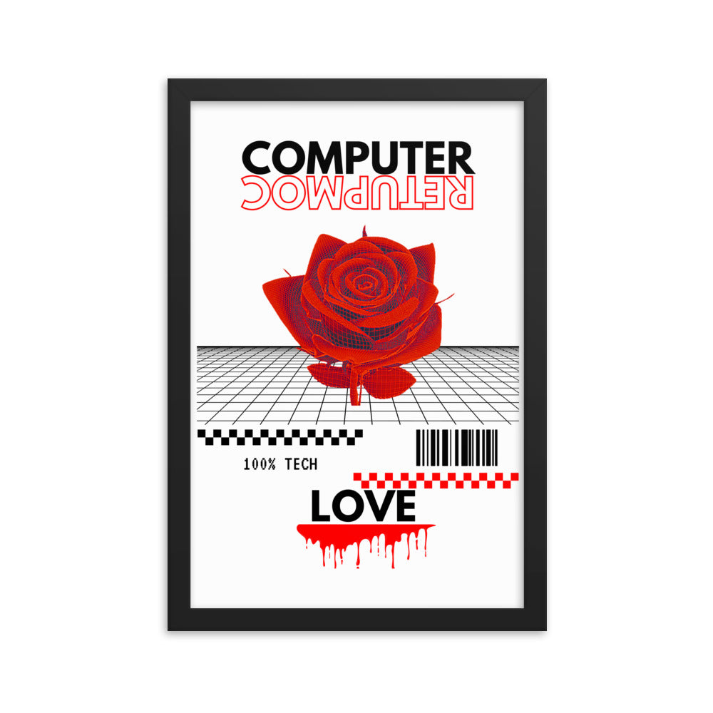 Computer Love Framed Poster (White)
