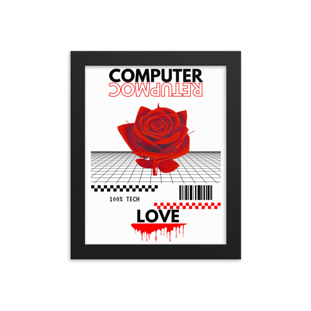 Computer Love Framed Poster (White)