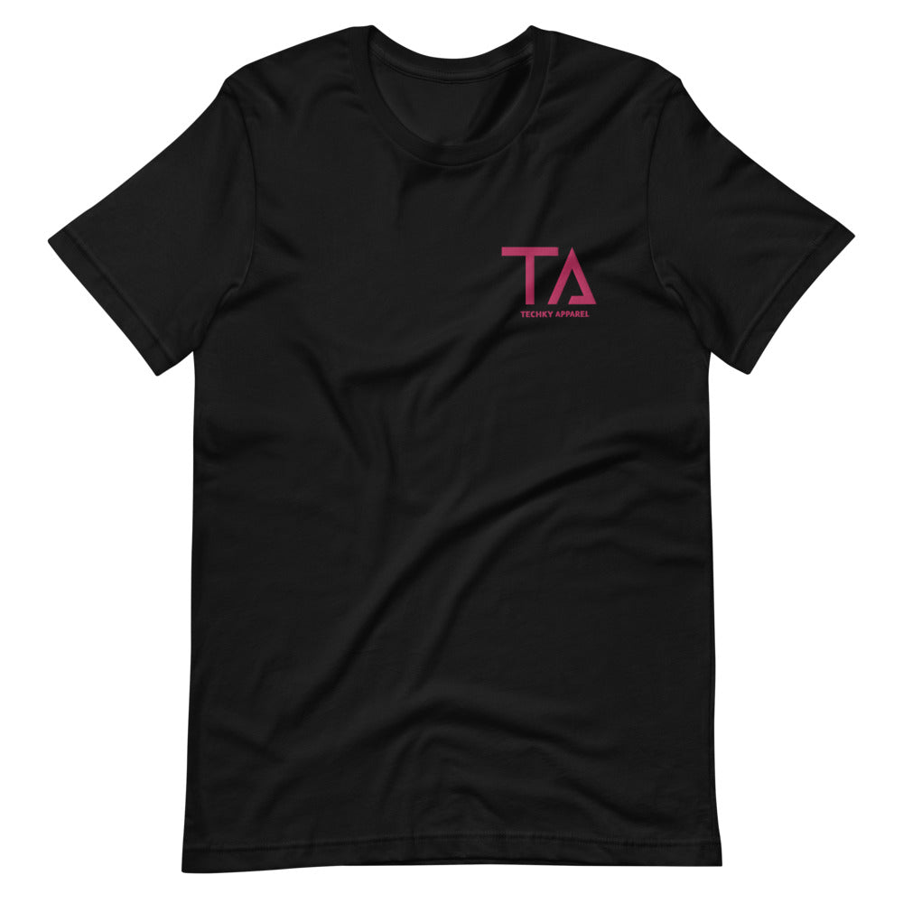Techky Apparel Embroidered Tshirt - Flamingo  Pink